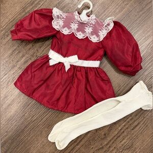 Pleasant Company Era Samantha’s Party Dress, Early PC Ribbed Tights 1993 + Book